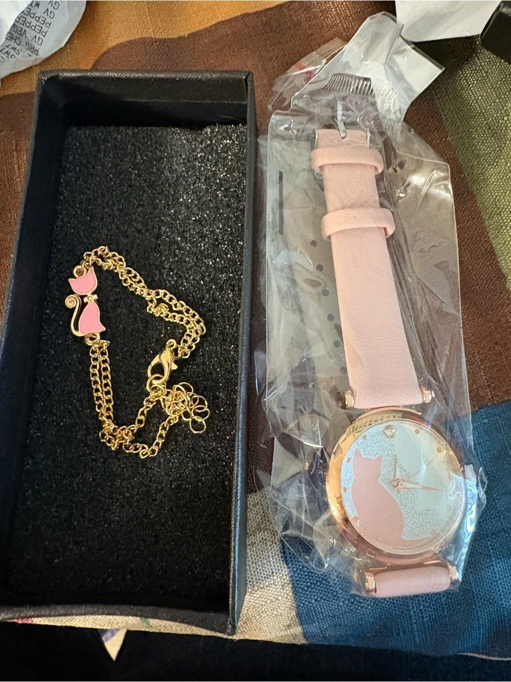 Pink Cat Silhouette Rose Gold Watch
